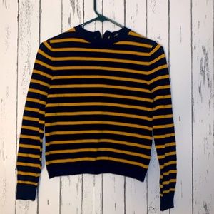 Women’s Size Small Forever 21 Blue and Gold Stripe Back Zipper Sweater